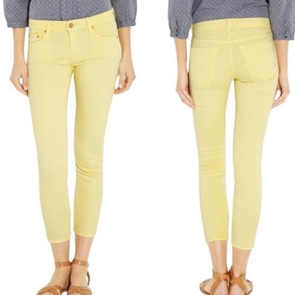 MOTHER DENIM | NEW The Looker Crop Jeans in Lemon Meringue Denim Women’s Size 27 - Picture 1 of 15